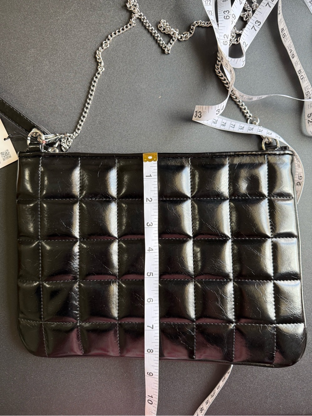 Zara Quilted Clutch Black with Silver Chain - Picture 8 of 16